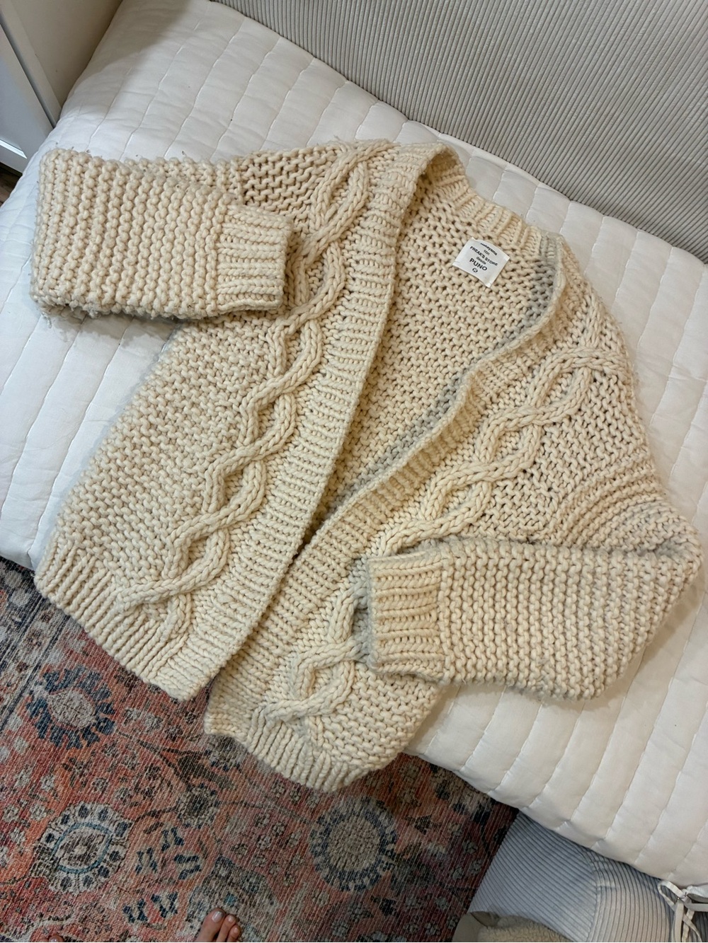 Soft Cream Cable Knit Open-Front Cardigan Sweater